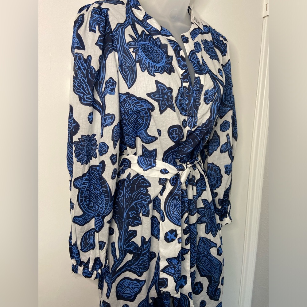 H & M Sea Print Cotton Shirtdress Size XS NWT!